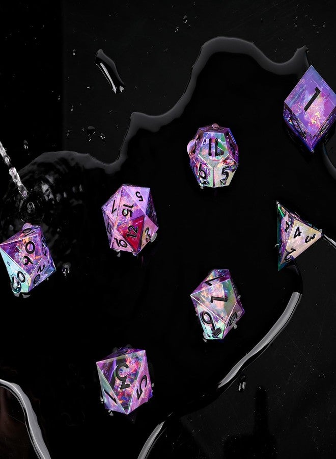 UBEUCK Electroplated Resin Dice Set, Resin Edge Sharp for Dungeons & Dragons RPG, MTG Board Games with Gift Box (Electroplating Purple Color) - Image 5